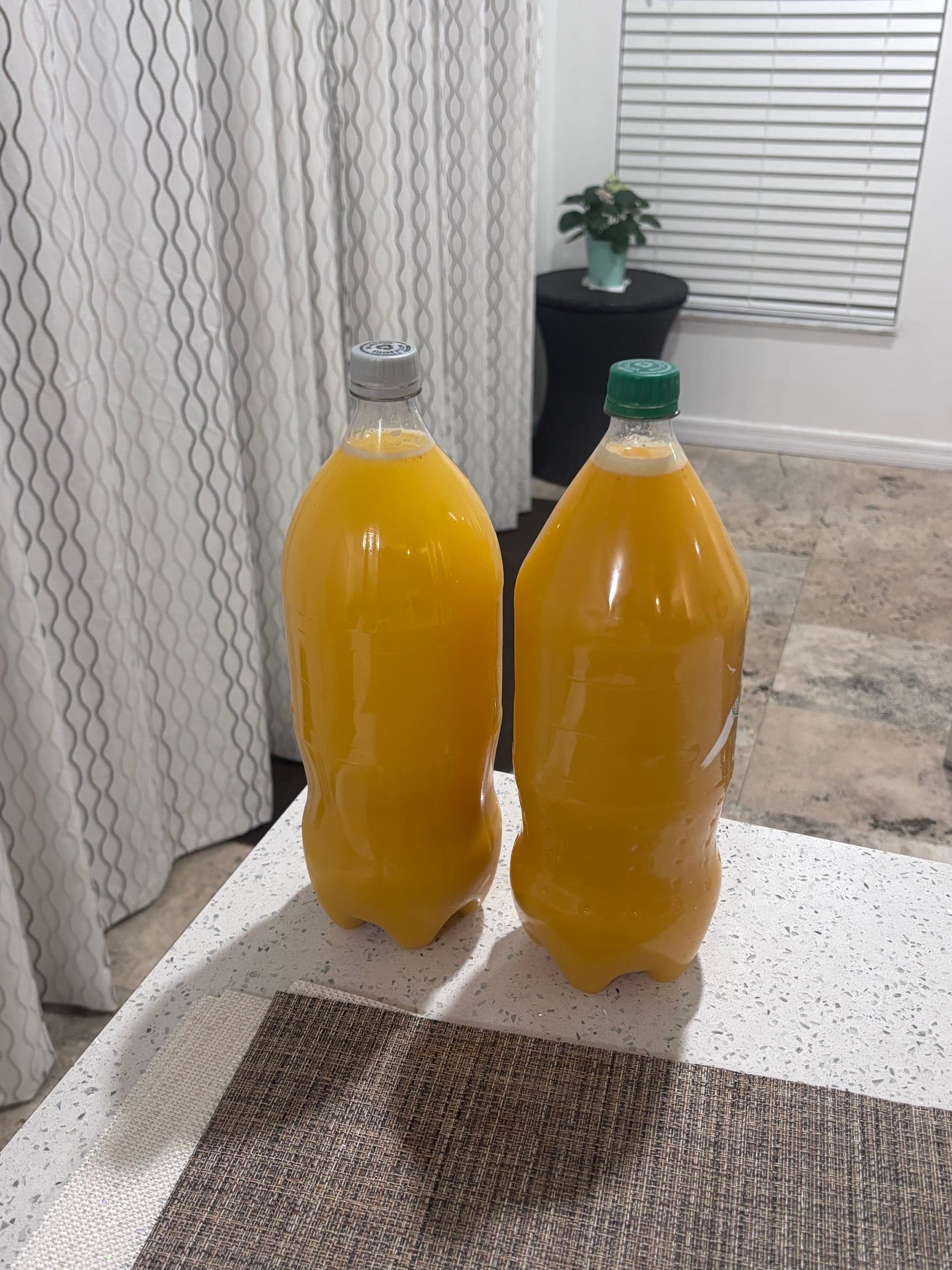 Two full bottles of fresh homemade cashew juice